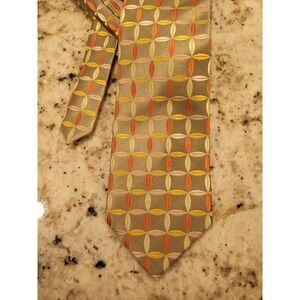 Paul Malone Red Line 100% silk tie Thick Woven Gold Yellow 59 x 4"